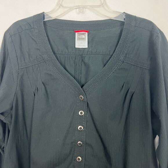 The North Face 1/2 Button Long Sleeve Black Top Size Large - Picture 3 of 13